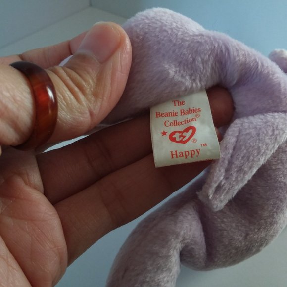 Vintage House Hippo Happy Retired Beanie Baby Ty Plush Stuffed Animal 1993, 9.5" - Picture 4 of 5